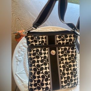 Coach Logo Black and White Crossbody Bag